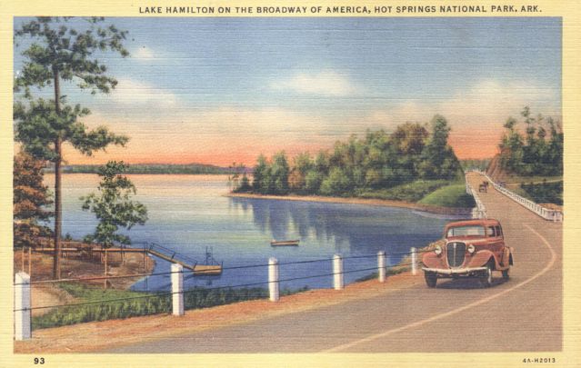 Lake Hamilton on the Broadway of America, Hot Springs, Garland County, Ark., ca. 1930.